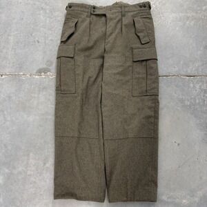 Vintage 1963 West German Military Wool Cargo Pants Olive Drab 170/92
